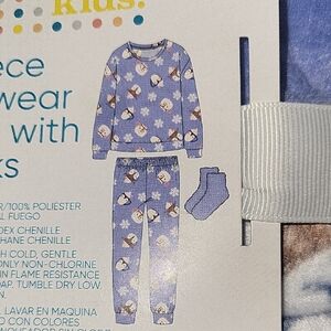 Kids Cozy Penguin Fleece Matching Set - Lavender